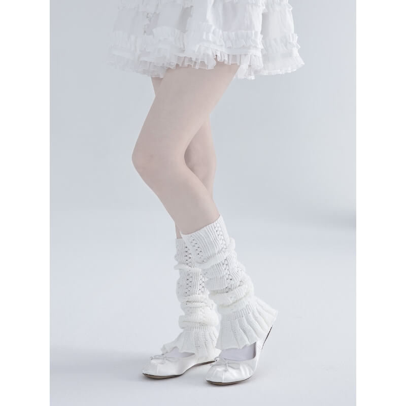 Elegant Knit White Leg Warmers