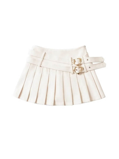 Sweet Double Heart Belts Skirt