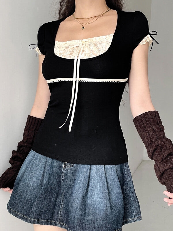 Black Elegant Lace T-shirt