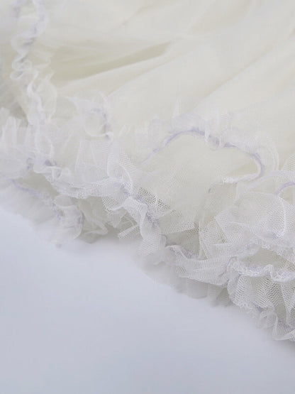 White Tulle Mesh Layered skirt