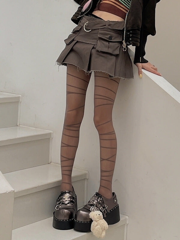 Y2K Punk Lines Tights