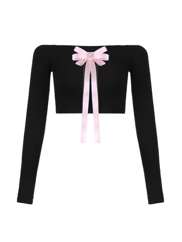 Black Ribbon Heart Top