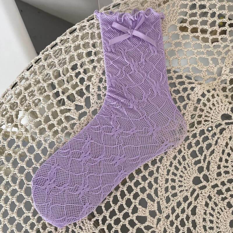 Floral Bow Lace Socks