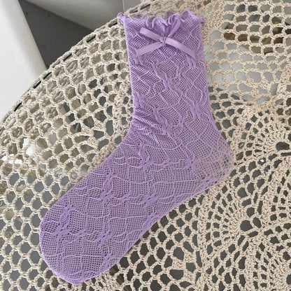 Floral Bow Lace Socks