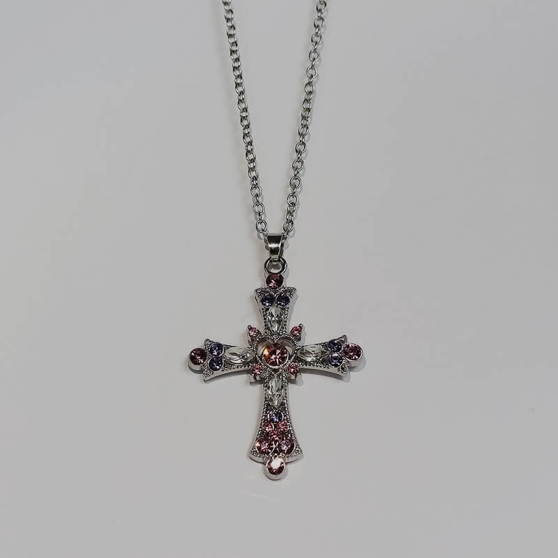 Pink Diamond Cross Necklace