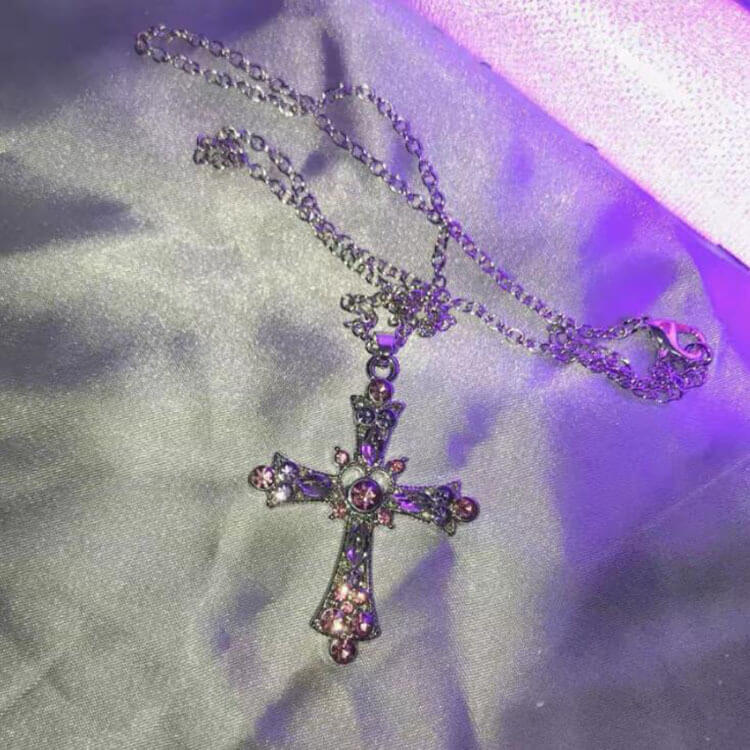 Pink Diamond Cross Necklace