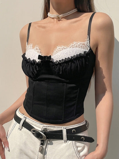 Black with White Lace Camisole