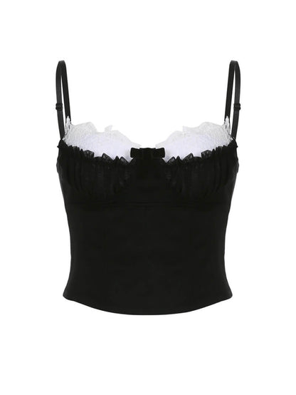 Black with White Lace Camisole