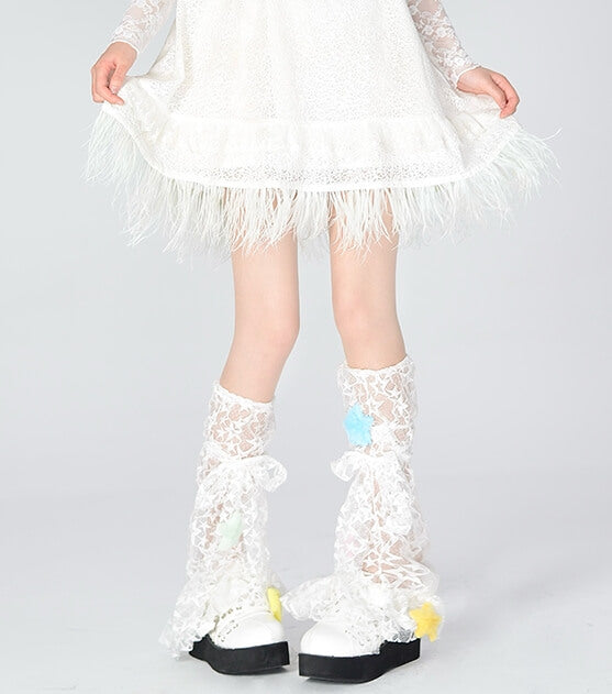 Lace Stars Bow Leg Warmers