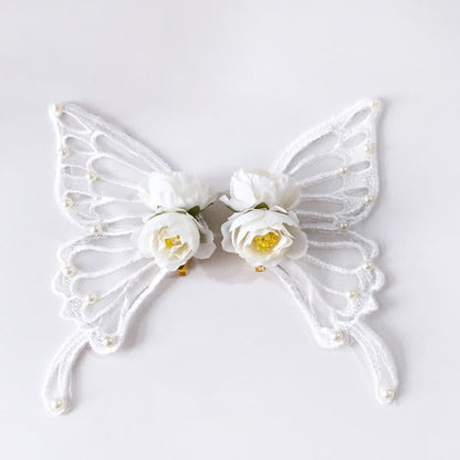 Elegant Butterfly Pearl Rose Hair Clip Halloween Hair Accessory