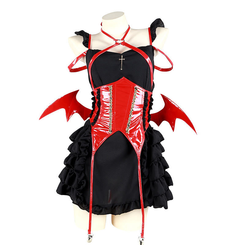 Cosplay Devil Wings Splice Lolita Maid Dress