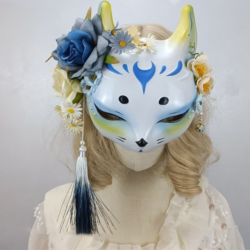 Exquisite Fox Print 3D Flower Vintage Mask