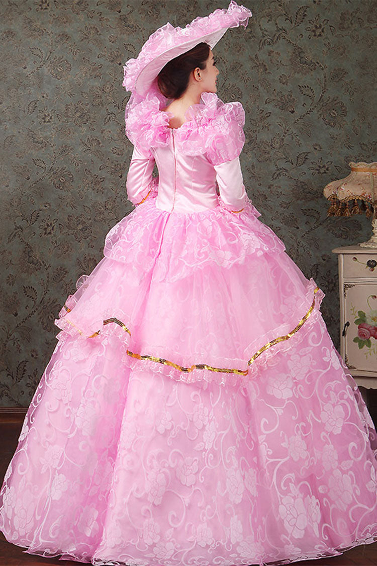 Victorian Floral Embroidered Dress with Diamond Buttons - Altfashion Shop