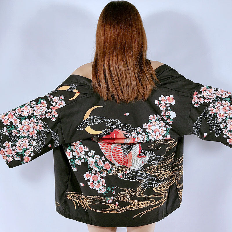 Vintage Anime Sakura Kimono Outerwear Sun Protective