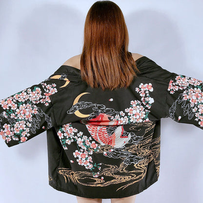 Vintage Anime Sakura Kimono Outerwear Sun Protective