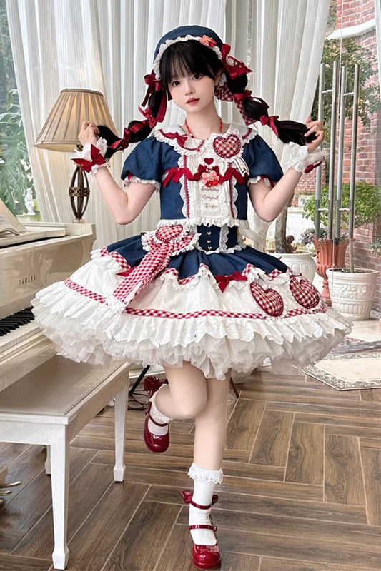 Peach Heart Lilith Lace-Up Skirt Set