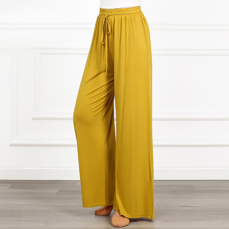 Elegant High Waist Lace Up Flowy Wide Leg Casual Pants