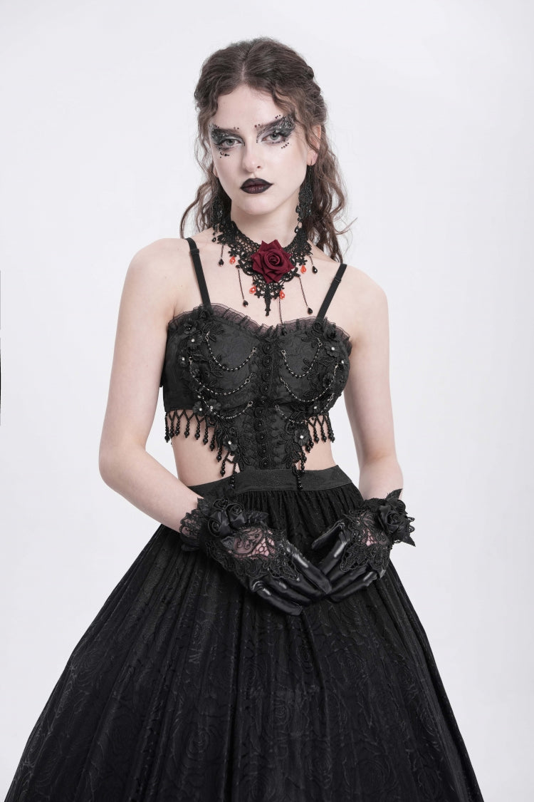 Jacquard Floral Lace Gothic Party Slip Dress