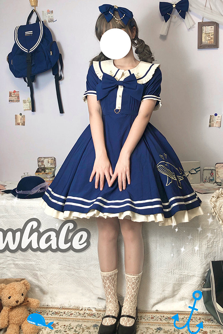 Navy Sailor Short-Sleeved Sweet Lolita OP