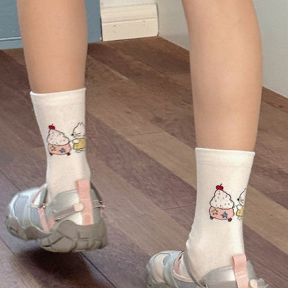 Cute Cartoon Pattern Calf Socks