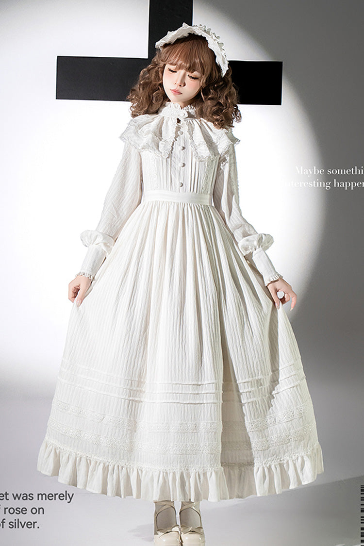 Long Sleeves Jacquard Ruffle Embroidery Bowknot Gothic Lolita Dress