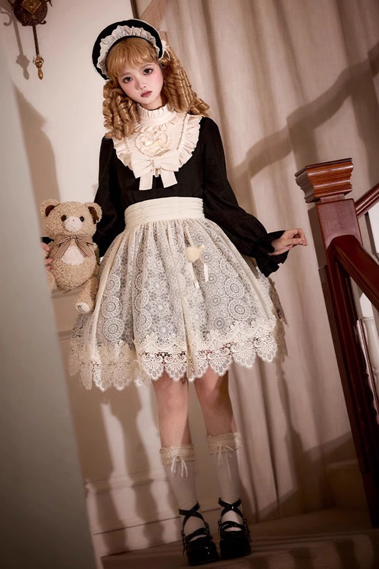 Noir Long Sleeve Bow Lace Sweet Vintage Dress - Twilight Choir
