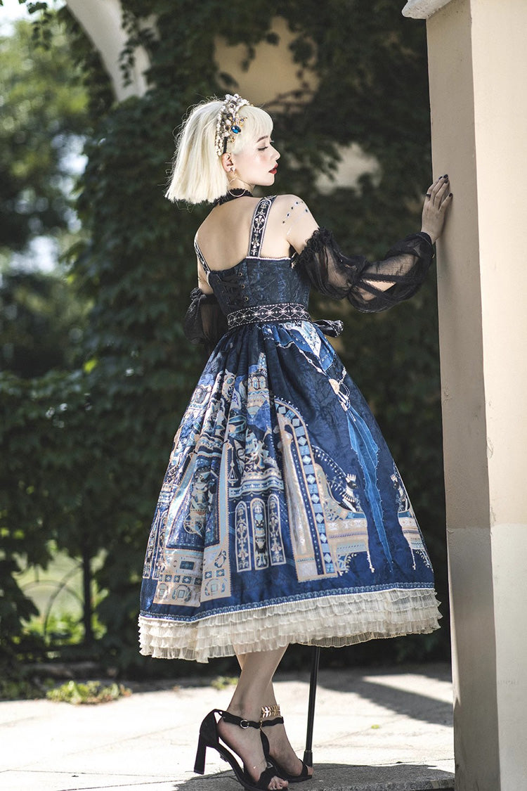 Egyptian Style Print Ruffle Gothic Lolita Dress
