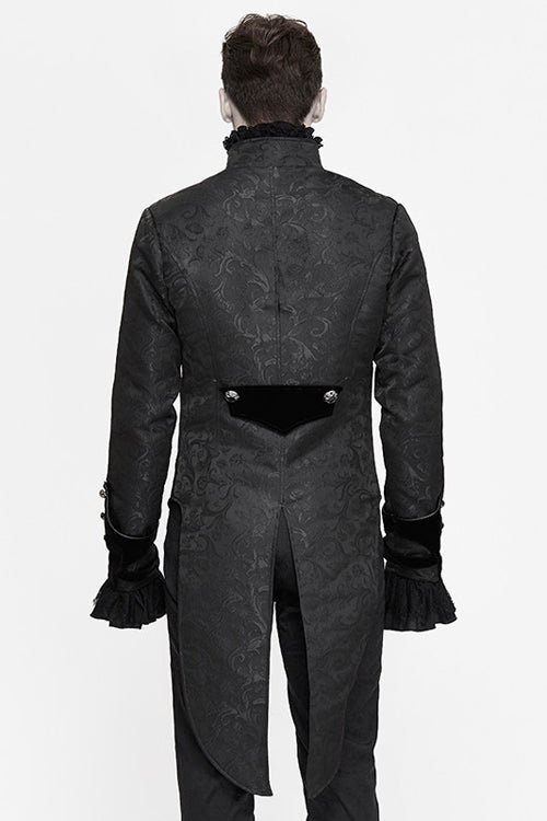 Men's Gothic Coat with Bird Patchwork & Swallowtail Silhouette
