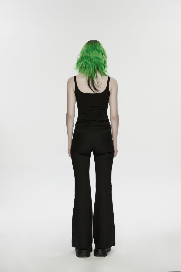 Noir Punk Bottoms with Slim Fit and Eyelet Trim