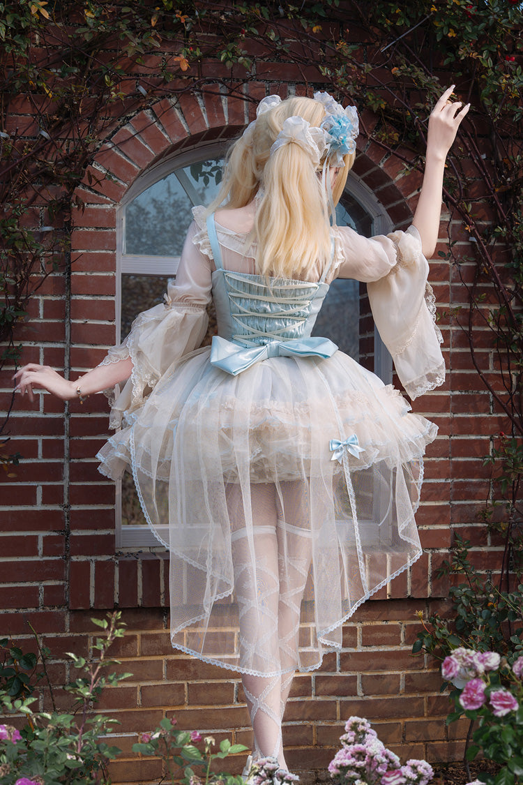 [Flowing Light Gift Box] Square Collar Sleeveless Multi-Layered Ruffled Bow Elegant Ballet Sweet Lolita Jsk Dress 6 Colors