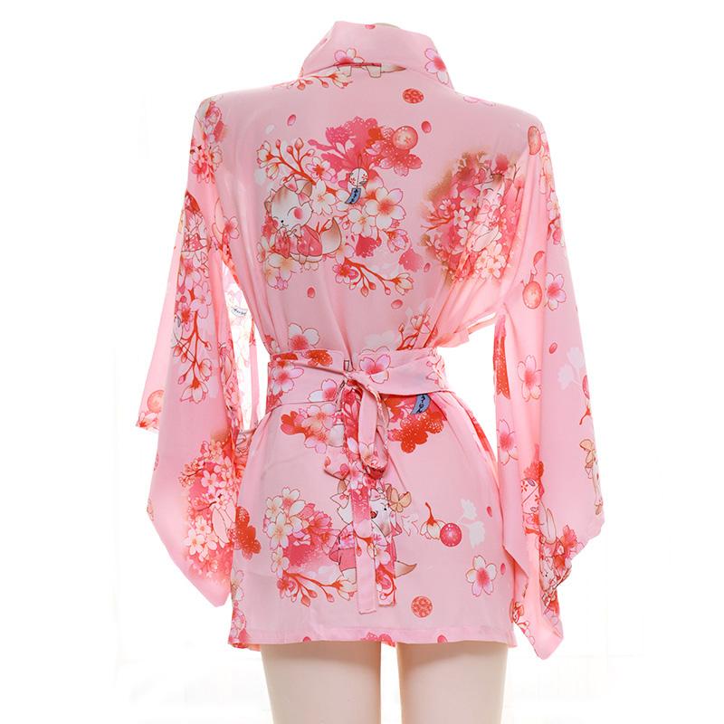 Sakura Floral Vintage Print Kimono Lingerie