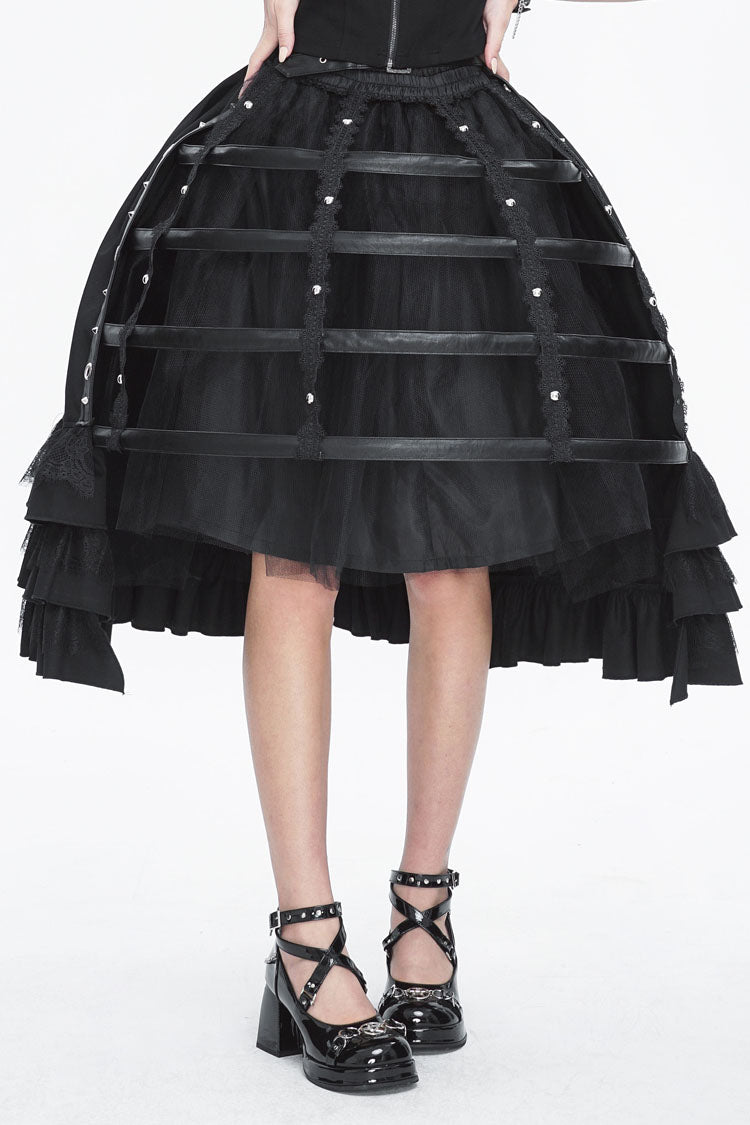 Gothic Underskirt with Lace & Cutout Details for Women