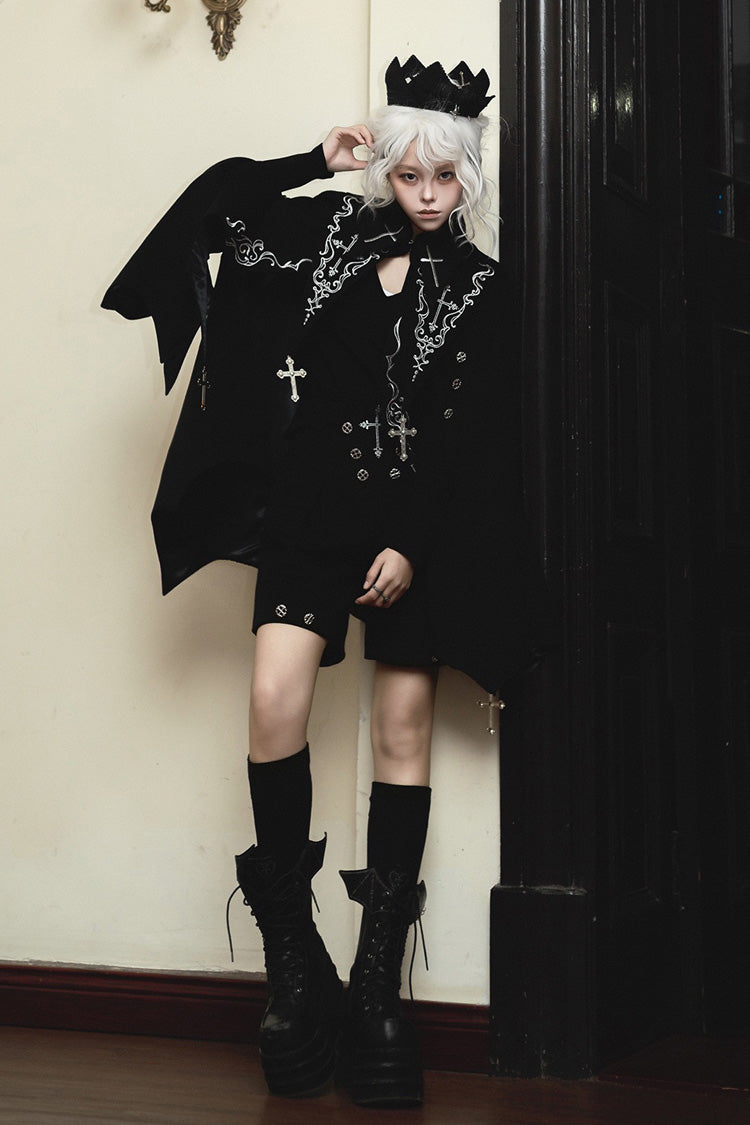 Embroidered Ouji Cloak and Shorts Set for Gothic Style