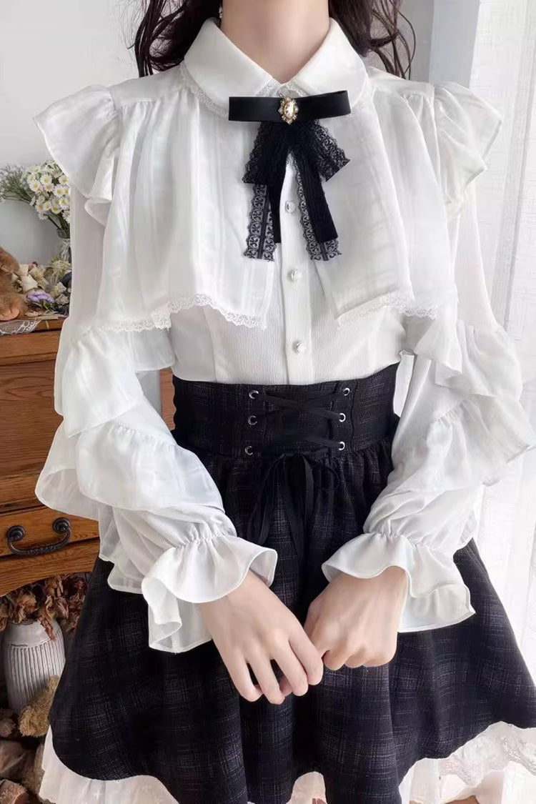 Monochrome Plaid Lace-Up Sweet Jirai Kei Skirt Set