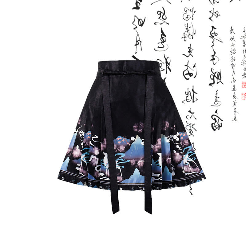 Elegant Buckle Tassel Shirt High Waist Pleated Skirt