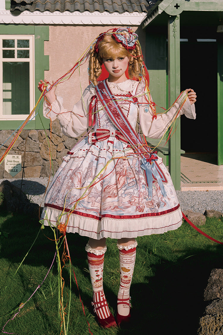 Nutcracker Sleeveless Ruffled Bow College Sweet JSK