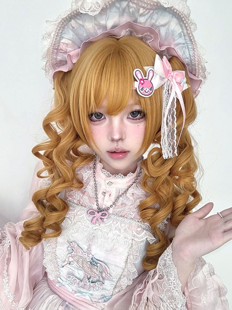 Claw Length 30CM Yellow Clips With Synthetic Ponytail Wig Double