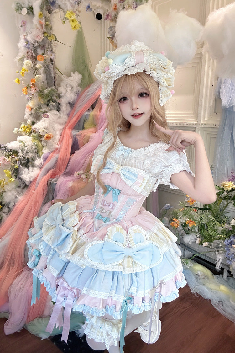 Ribbon Dance Multi-Layered Ruffled Lace-Up Princess Dress