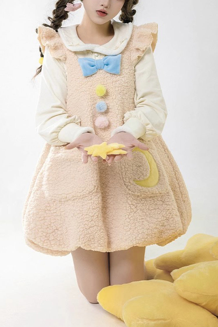 Stars and Moon Print JSK Dress with Bowknot - Sweet
