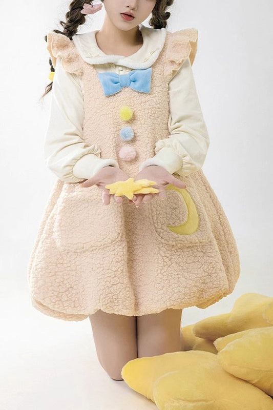 Stars and Moon Print JSK Dress with Bowknot - Sweet