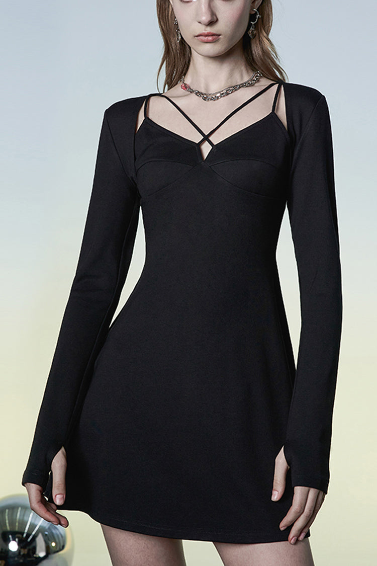 Sling Strap Slip Dress with A-Shape Design