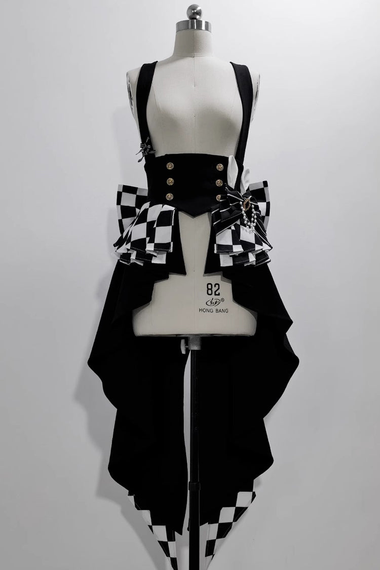 Monochrome Checkerboard Ouji Lolita Girdle with Rabbit Motif
