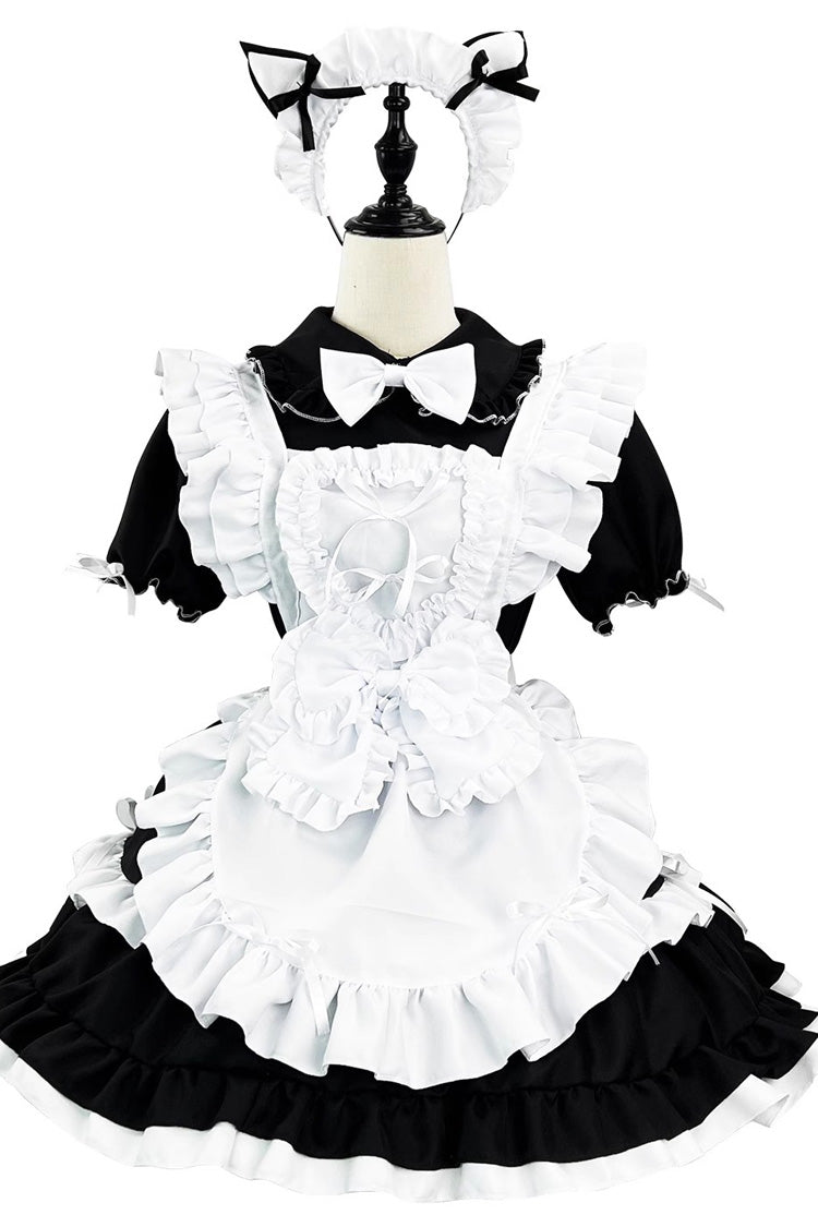 Black/White Maid Ruffled Sleeve Plus Size Sweet Lolita Gown