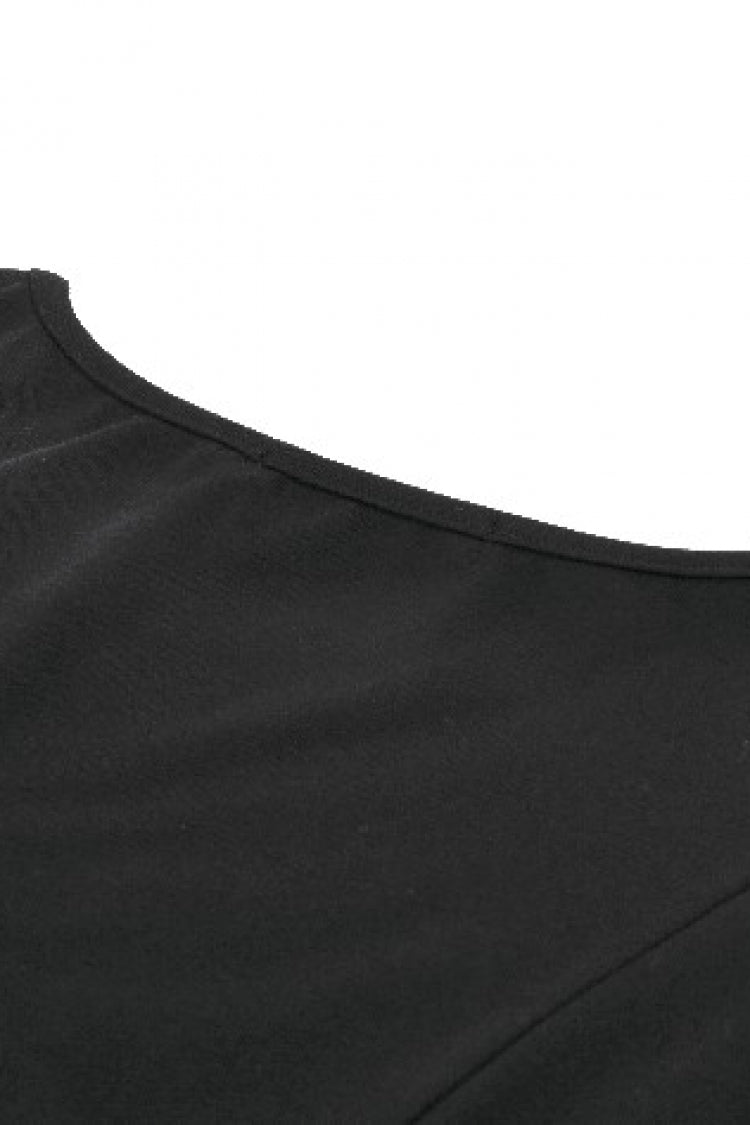 Long-Sleeve Punk Top with Buckled Straps and Mesh Panels
