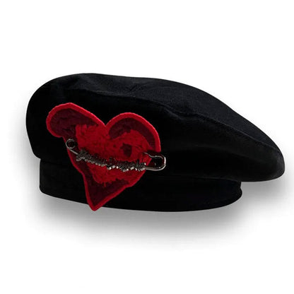 Elegant Black Heart Beret