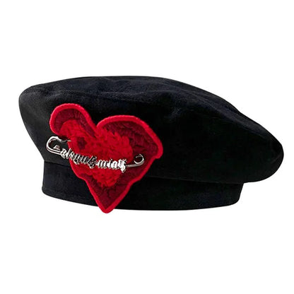 Elegant Black Heart Beret