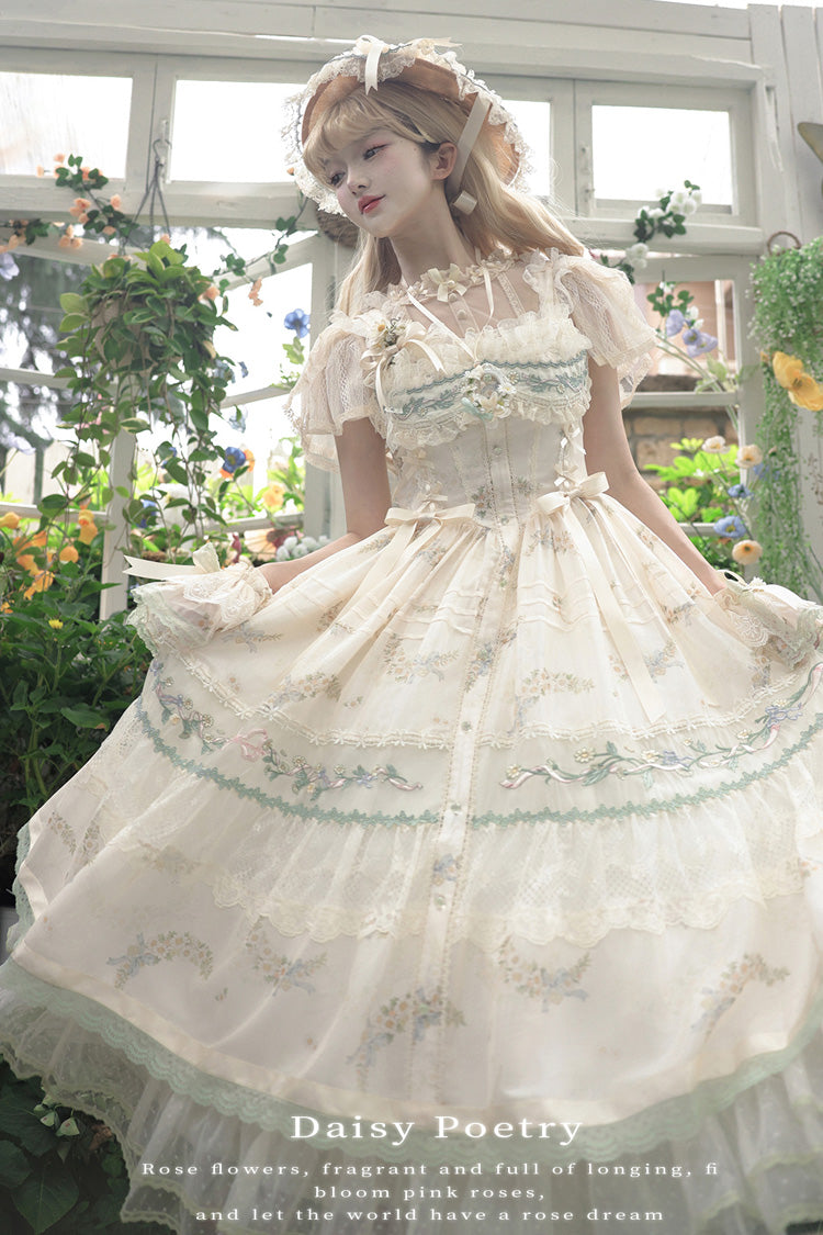 Princess Lolita JSK Dress with Lace and Embroidery