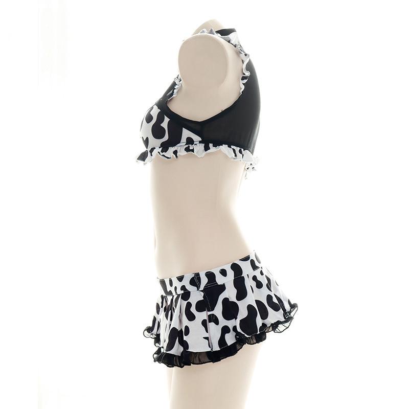 Sweet Maid Cow Print Cutout Lingerie Suit