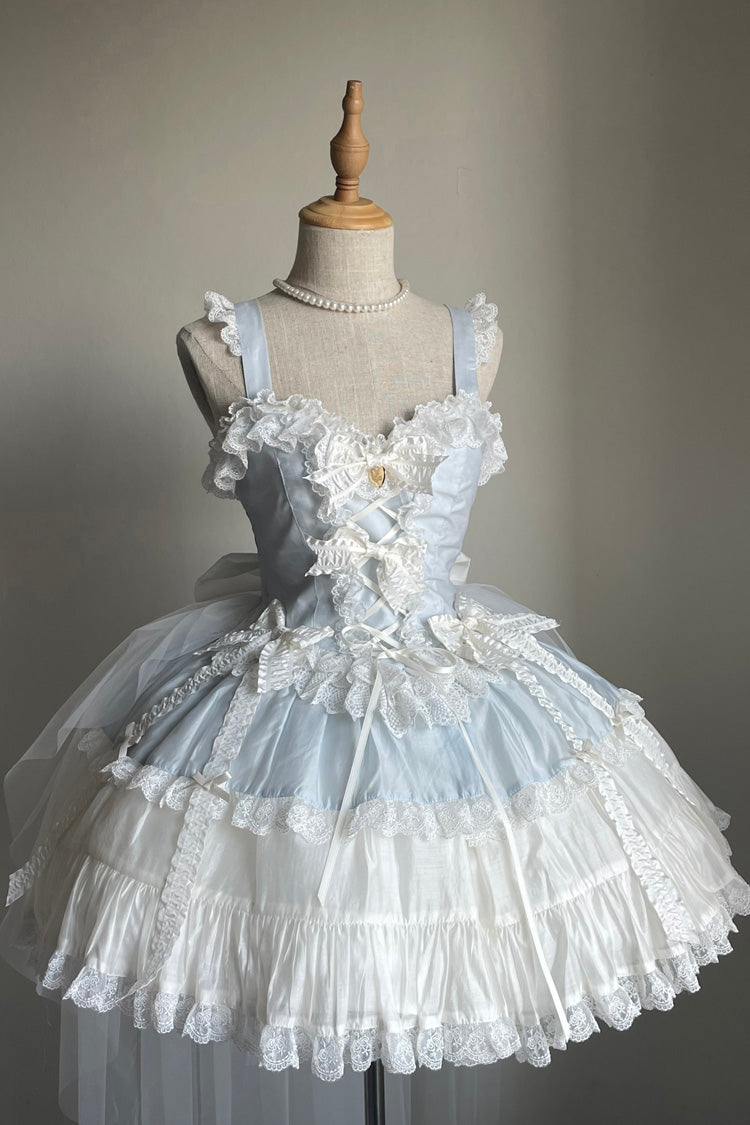 Sweetheart Splolita Ruffle Bow Corset Sweet Lolita Skirt Set