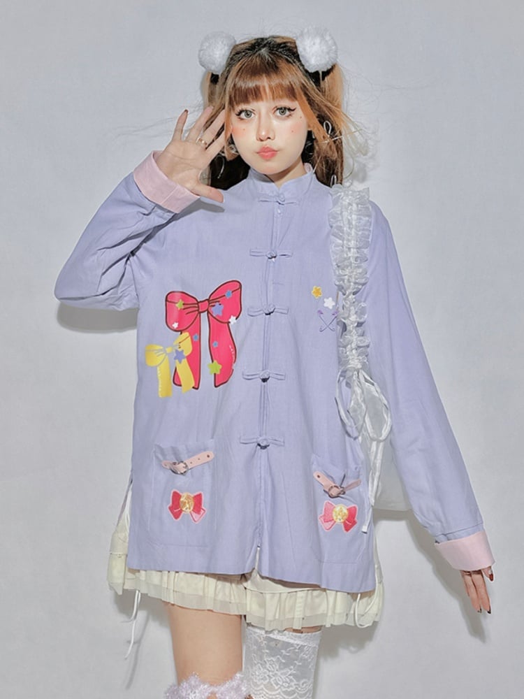 Reversible Pink Purple  Bow Buckle Shirt